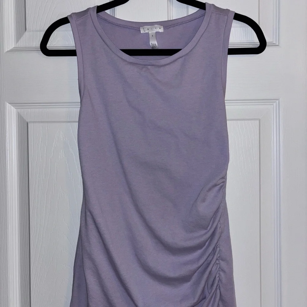 Leith Lavender Ruched Midi Dress Size Small - Picture 2 of 6
